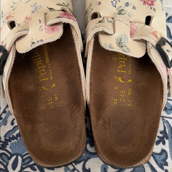 Papillio pink cabbage roses forget me nots Clogs  buckles by Birkenstock size 38 - Picture 14 of 17
